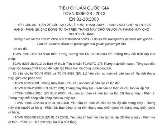 tiêu chuẩn lắp đặt thang máy tại Việt Nam năm 2023